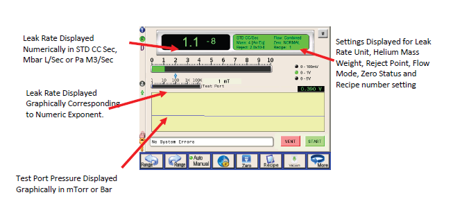 Helum tracer gas tester software interface